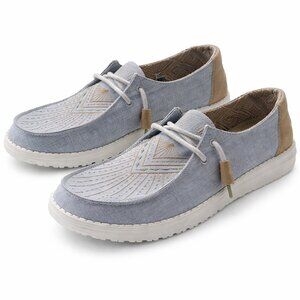 HEY  DUDE Wally Gray Chambray Slip On Shoes Mens 11 Lightweight Comfort Summer
